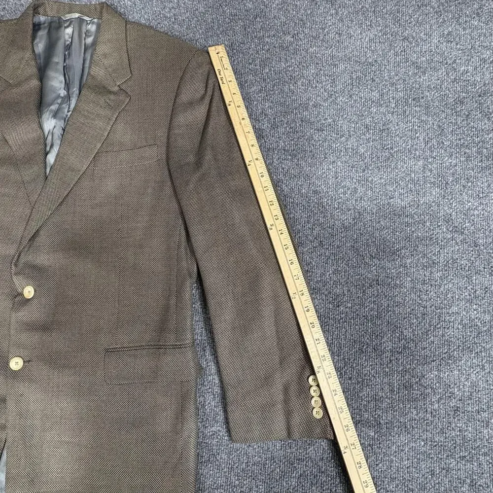 Vintage Hickey Freeman Boardroom Blazer Mens 46 Long Brown Wool Made in USA